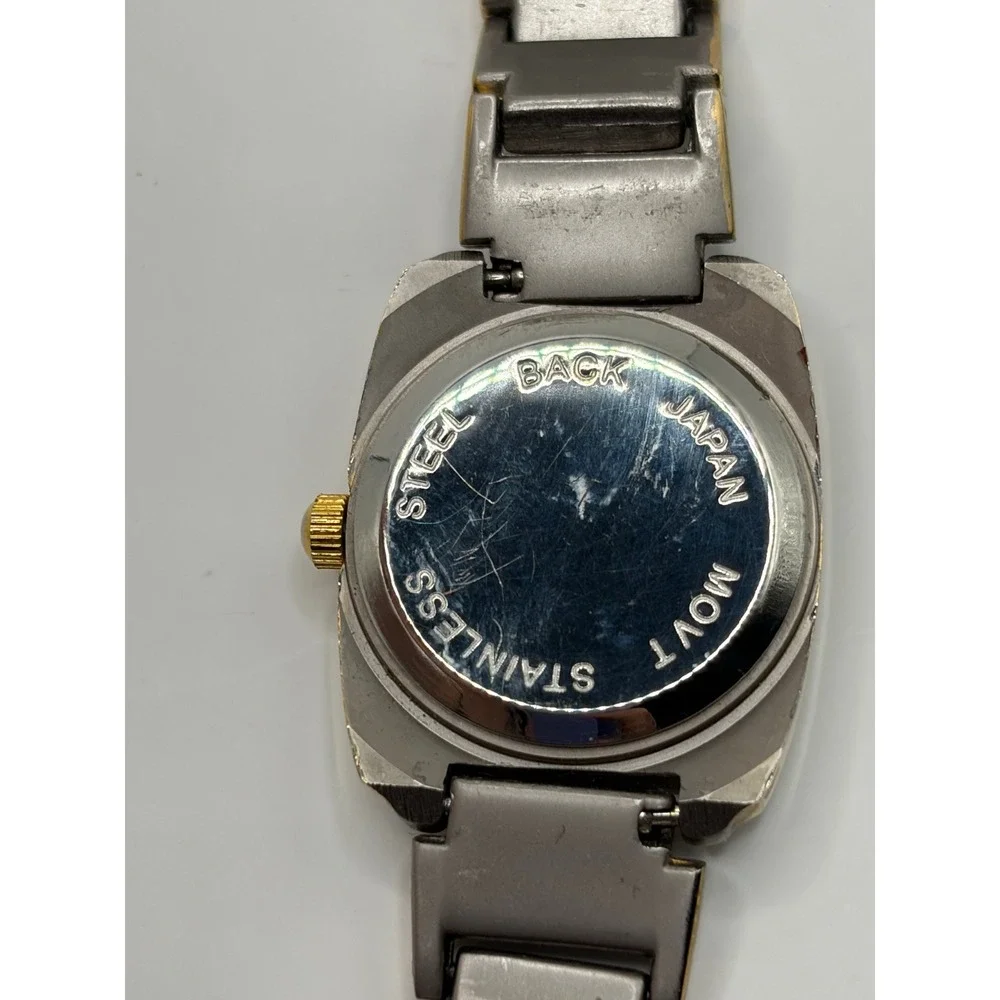 Delta Burke Rectangular Dial Two-Tone Quartz Watch Gold Silver Stainless Steel‎